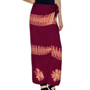 Vintage Y2K Magenta Tie Dye Hippie Festival Maxi Wrap Skirt